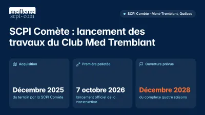 SCPI Comète : lancement des travaux du Club Med Tremblant